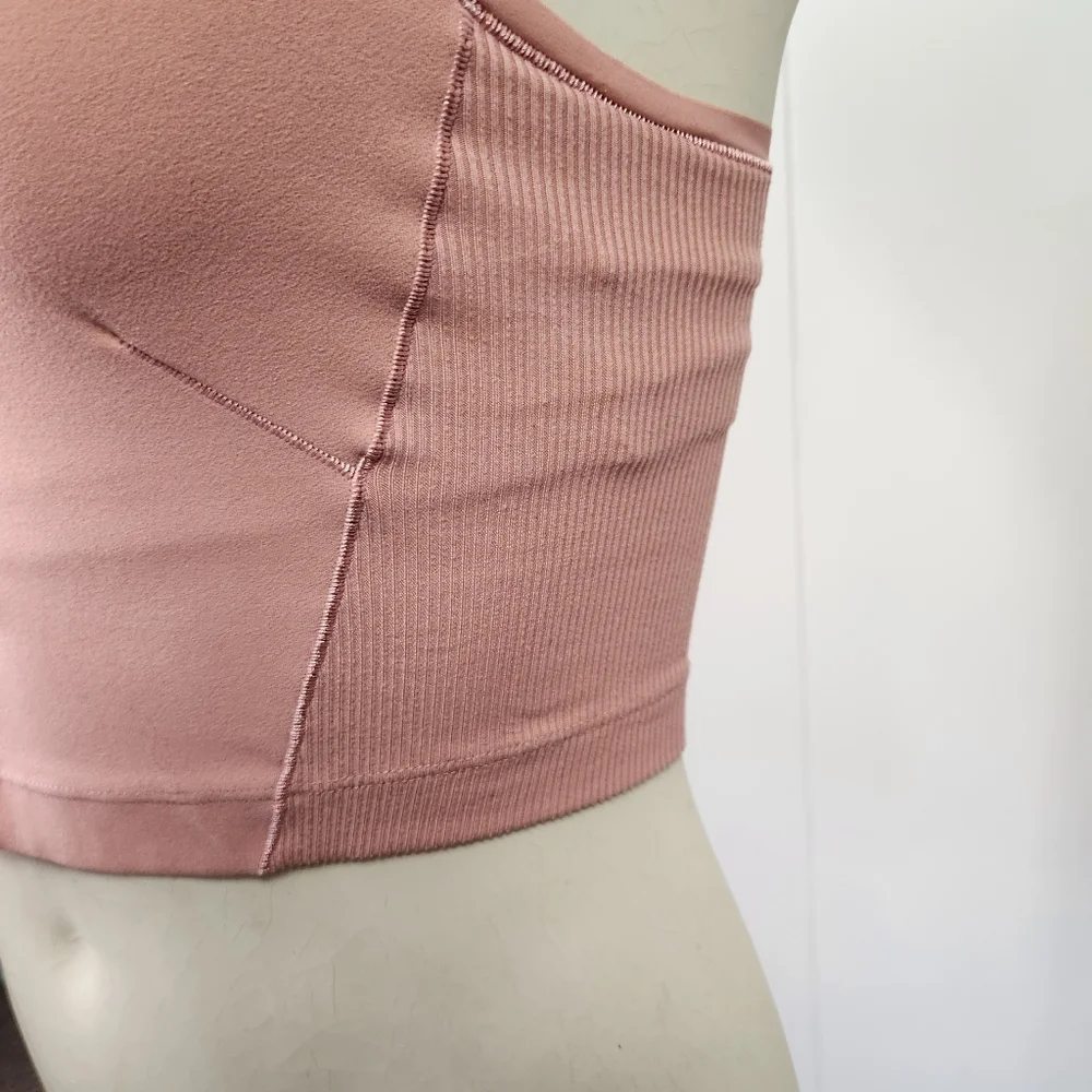Nike Yoga Statement Clean Crop Top Tank High Neck Cropped Pink Activewear Gym - Picture 7 of 11